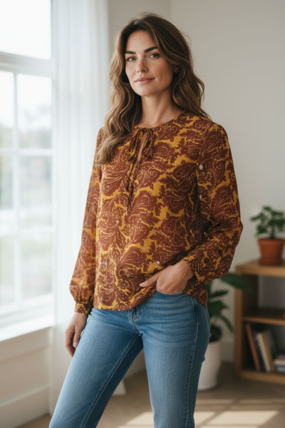 Bluzka brązowo-żółta Vila rozm. 36